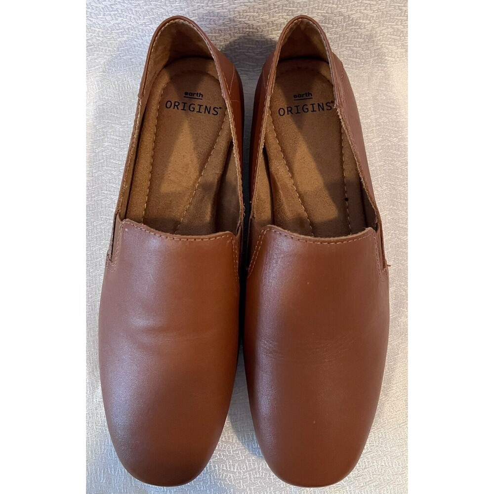 NEW Earth Origins Leather Loafers Flats Goring Ryanne Saddle Womens 7W Brown - Picture 6 of 8